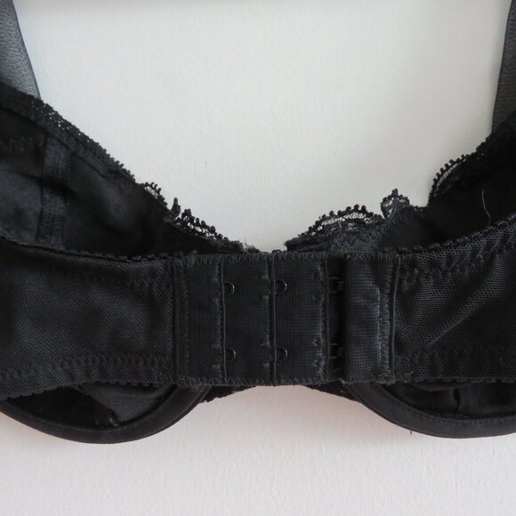 VINTAGE VICTORIA'S SECRET GOLD LABEL Black Lace Mesh Tulle Strap Bra 36C - Picture 8 of 13